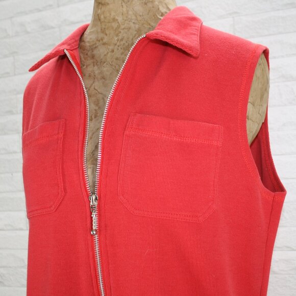VINTAGE PASSPORT Vest Knit Sweater Zip Front Sleeveless Classic Casual Red Med - Picture 2 of 5